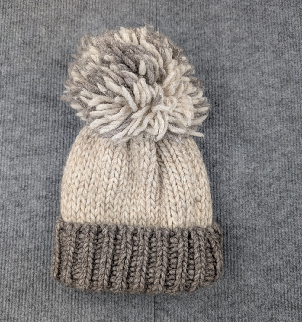 Gelso Bianco Alpaca Beanie Womens Big Pom Pom Cable Knit Warm Wool Neutral Cozy